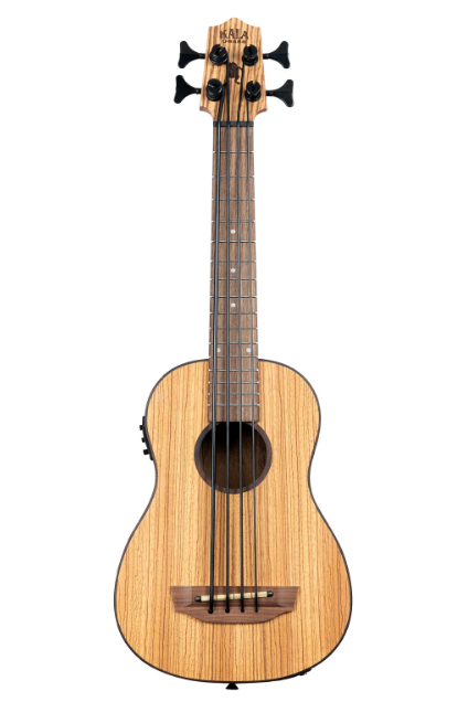 Kala Zebrawood Acoustic-Electric Bass Ukulele UBASS-ZEB-FS