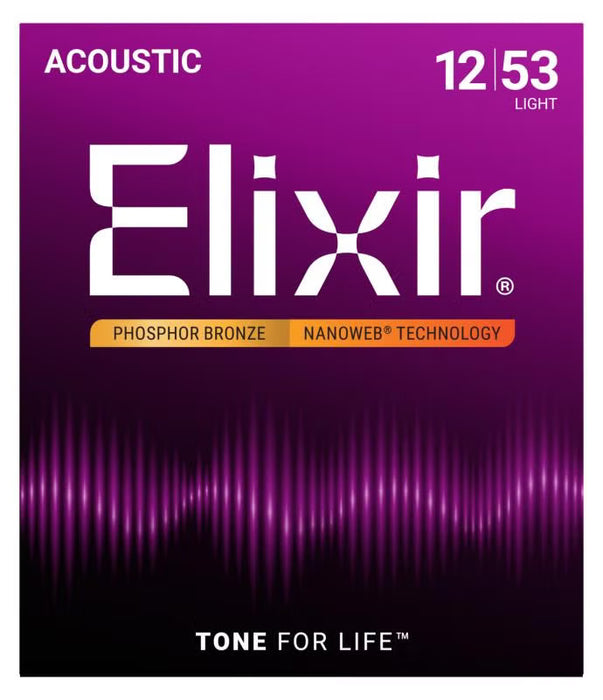 Elixir Phosphor Bronze Acoustic Guitar Strings with Nanoweb Coating