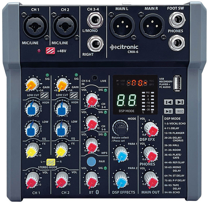 Citronic CMA-series Compact Mixer with DSP, USB Play/Record/PC and Bluetooth