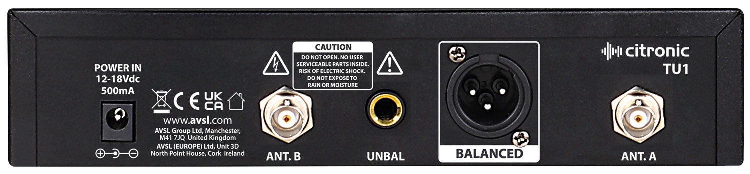 Citronic TU-series PLL Tuneable UHF Wireless Microphone System (1 Channel)