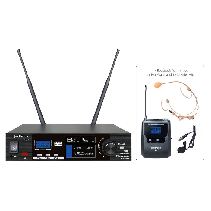 Citronic TU-series PLL Tuneable UHF Wireless Microphone System (1 Channel)