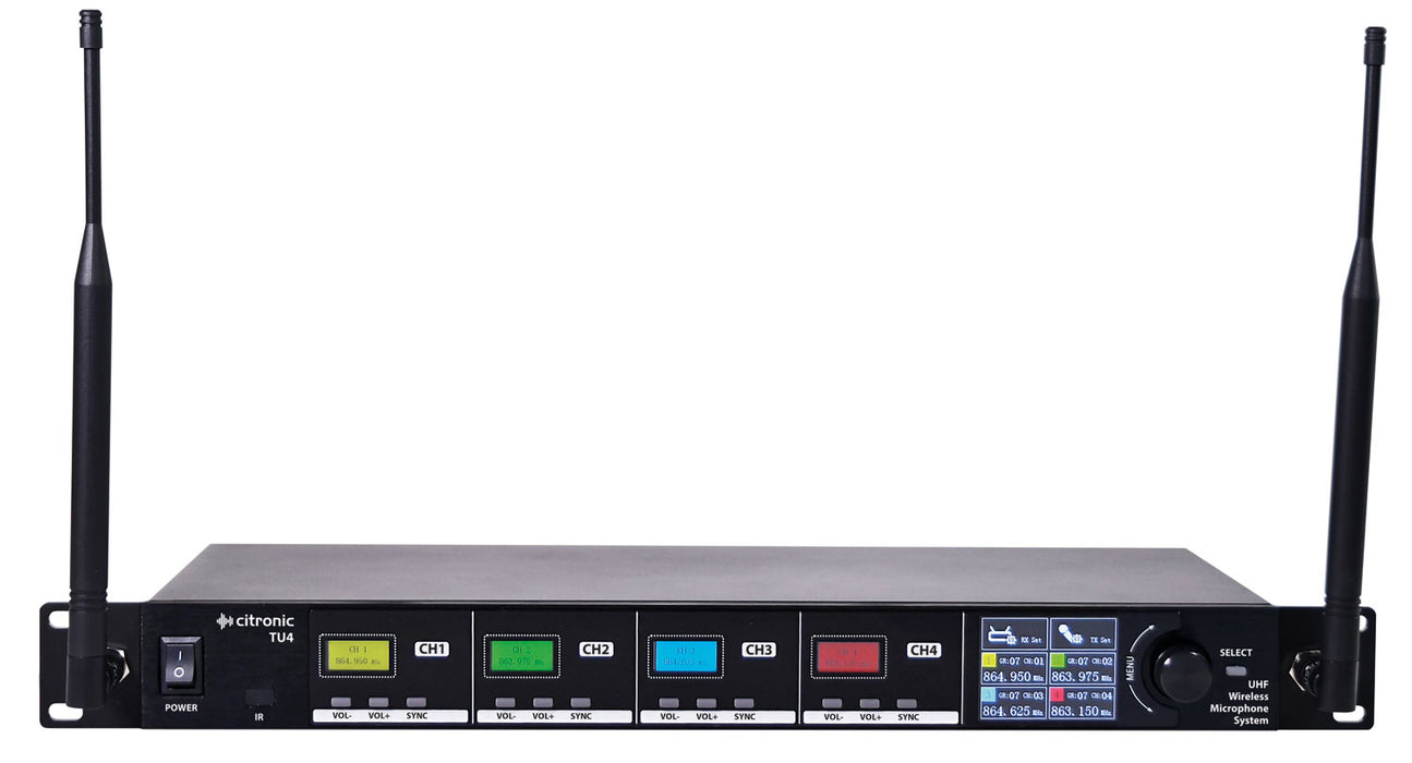 Citronic TU-series PLL Tuneable UHF Wireless Microphone System (4 channel)
