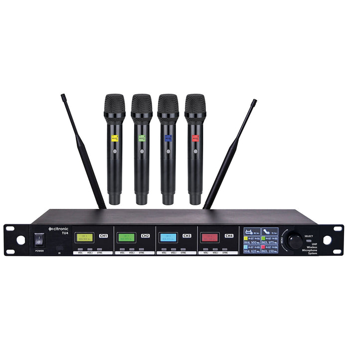 Citronic TU-series PLL Tuneable UHF Wireless Microphone System (4 channel)