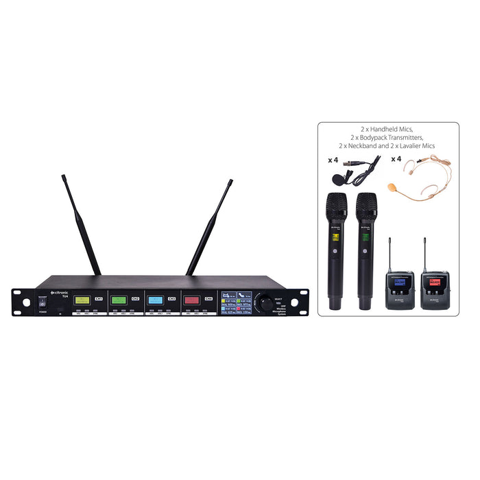 Citronic TU-series PLL Tuneable UHF Wireless Microphone System (4 channel)