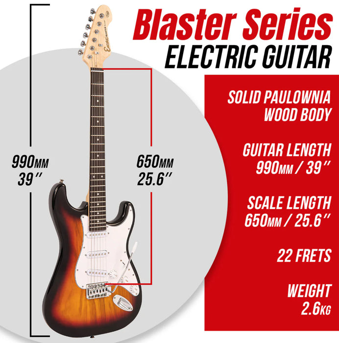 Encore Blaster E60 Strat Style Electric Guitar Bundle
