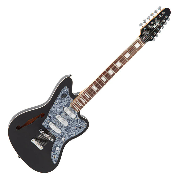 Vintage REVO Series 'Surfmaster Thinline 12' Electric Guitar ~ Boulevard Black