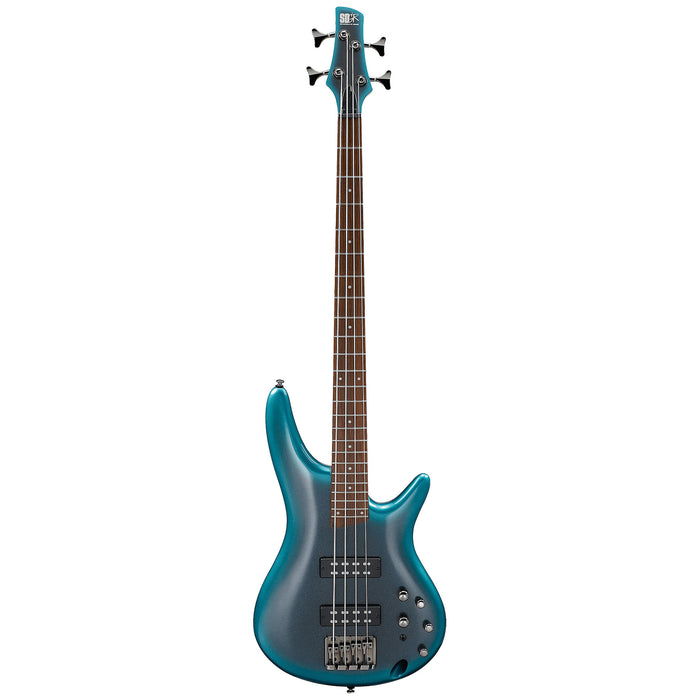 IBANEZ SR300 E Bass Guitar back Cerulean Aura blast colour front view