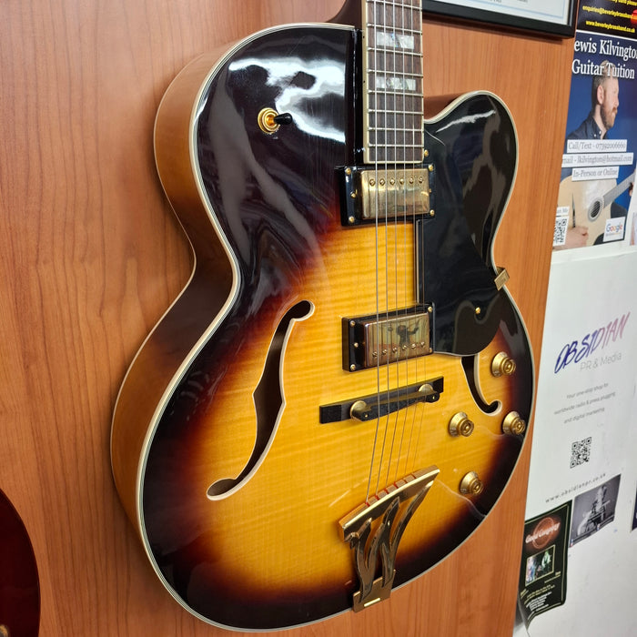 Second Hand Washburn J5 Hollow Body Tobacco Sunburst Electric Guitar