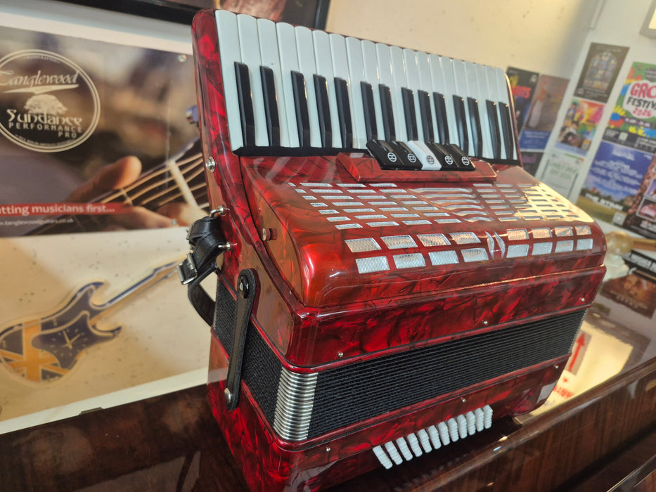 Second Hand 72 Bass Red Accordion