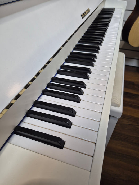 Second Hand Fazer upright piano in satin white