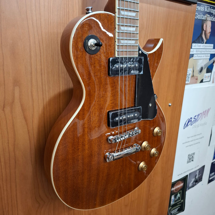 Vintage V100P ReIssued Electric Guitar ~ Natural Mahogany