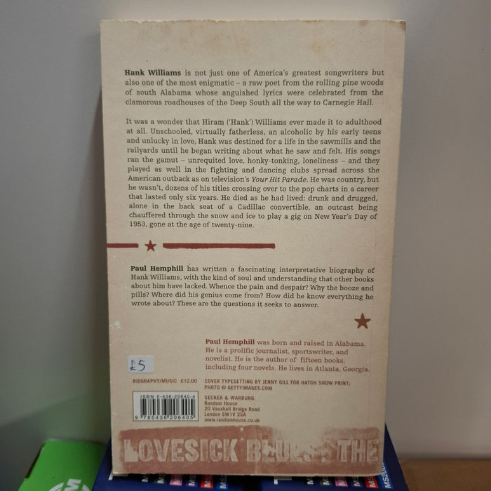 Second Hand Locesick Blues The Life if Tom Hank Williams Book by Paul Hemphill