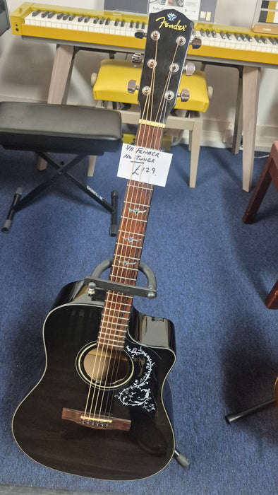 Second hand black Fender electro acoustic guitar
