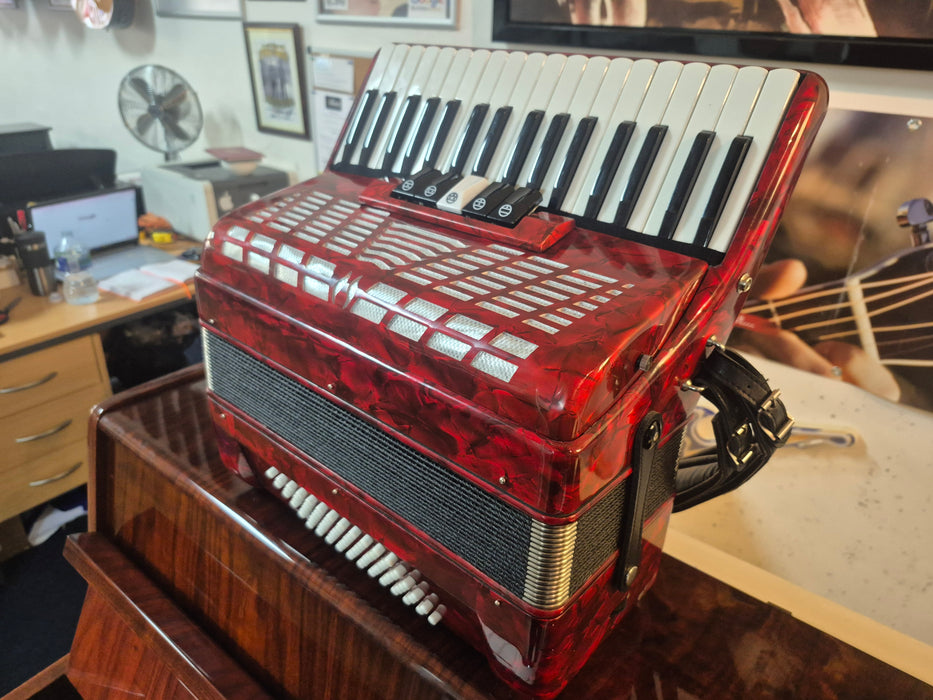Second Hand 72 Bass Red Accordion