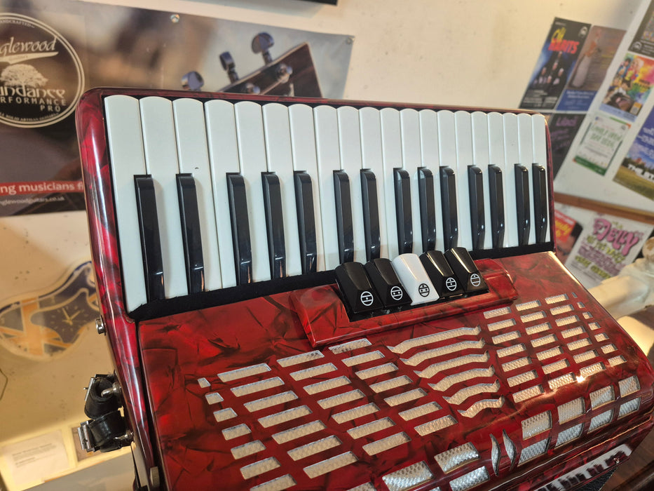 Second Hand 72 Bass Red Accordion