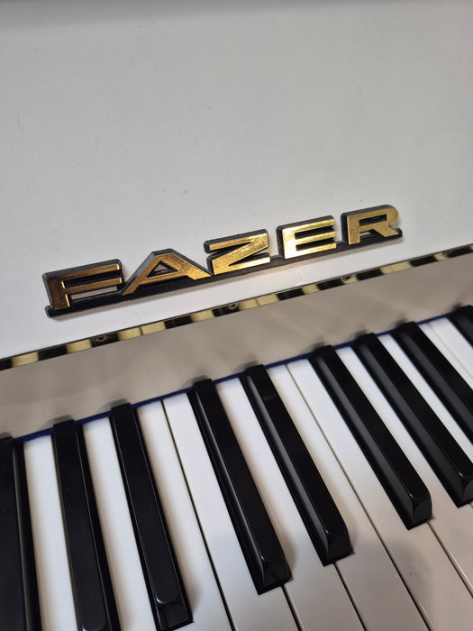 Second Hand Fazer upright piano in satin white