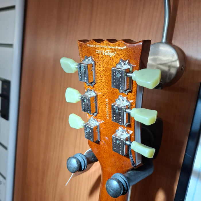 Vintage V100P ReIssued Electric Guitar ~ Natural Mahogany