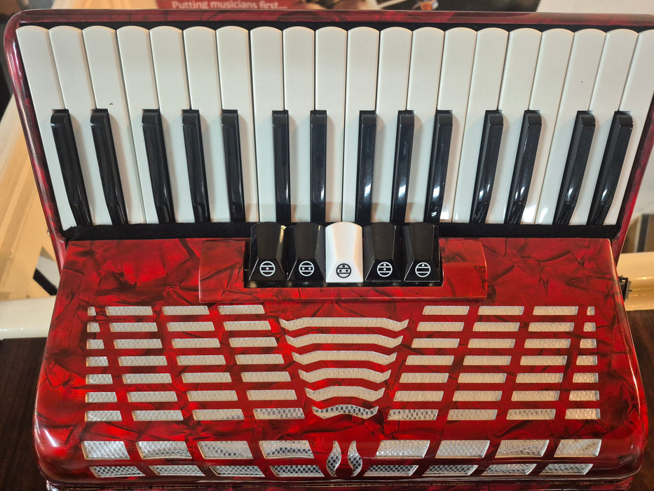 Second Hand 72 Bass Red Accordion
