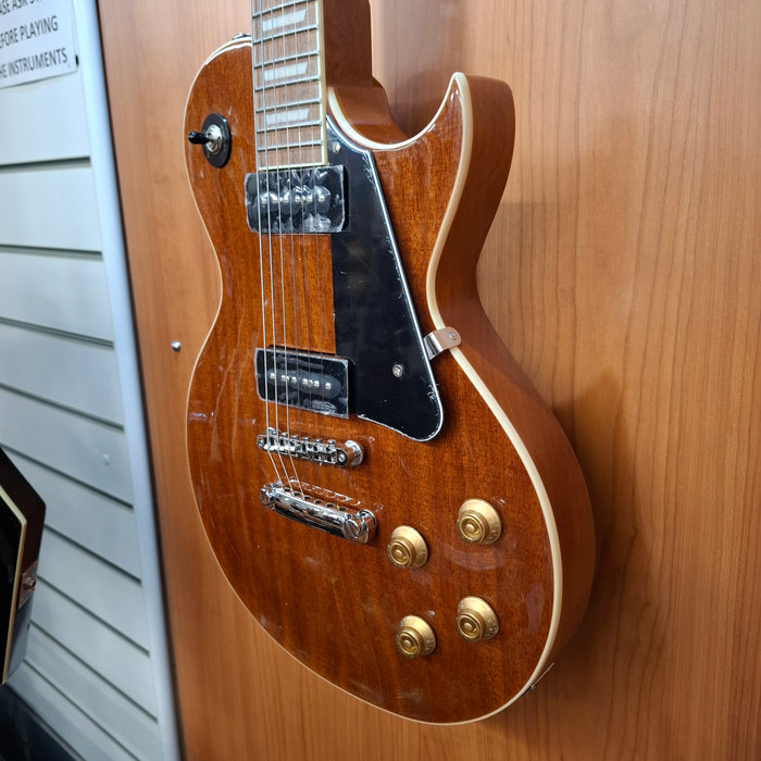 Vintage V100P ReIssued Electric Guitar ~ Natural Mahogany