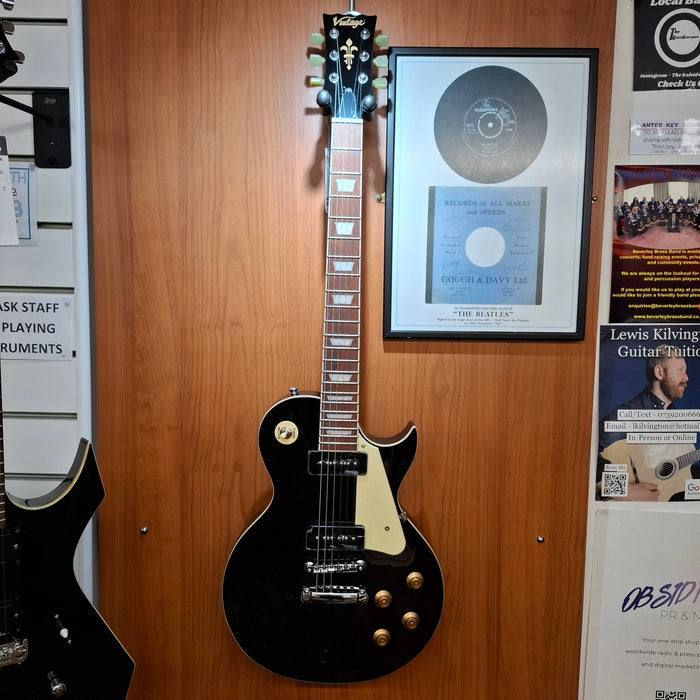 Vintage V100P ReIssued Electric Guitar ~ Boulevard Black
