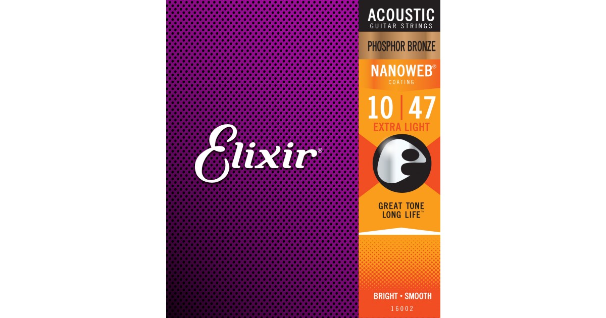 Elixir Phosphor Bronze Acoustic Guitar Strings with Nanoweb Coating