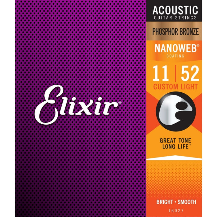 Elixir Phosphor Bronze Acoustic Guitar Strings with Nanoweb Coating